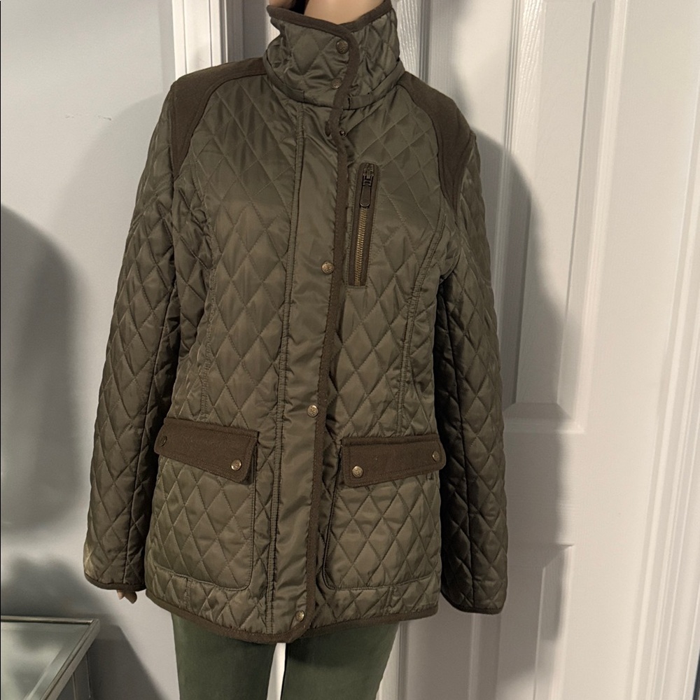 Vince Camuto Quilted Khaki Utility Jacket